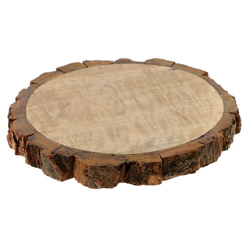 Wooden candle holder 10cm diameter with bark edge 1