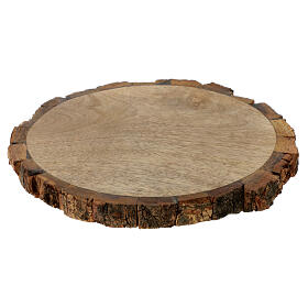 Wooden candle plate with bark for 5 in candles