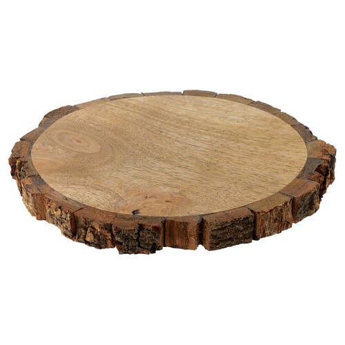Wooden candle plate with bark for 5 in candles 1
