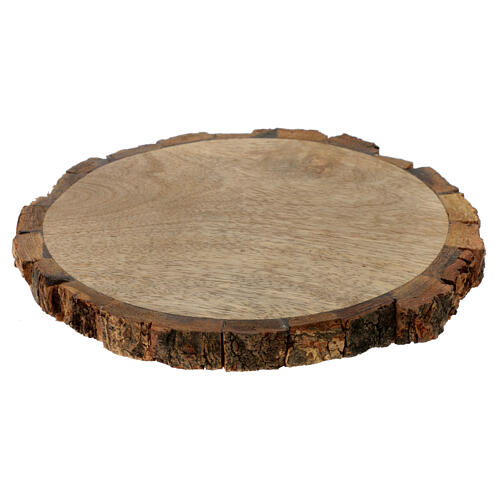 Wooden candle plate with bark for 5 in candles 2