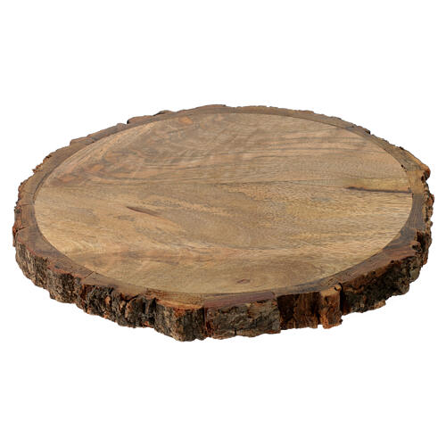 Round wooden tray for candles of 6 in, edge with bark 3