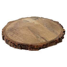 Round wooden candle holder with bark edge diam. maximum candle 15 cm