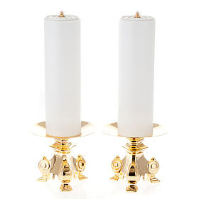 Paar Kerzenhalter vergoldeten Metall Basis H15