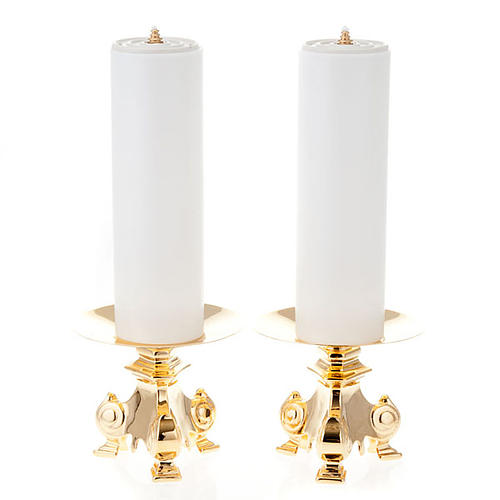 Paar Kerzenhalter vergoldeten Metall Basis H15 1