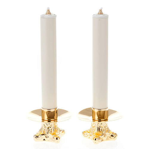 Paar Kerzenhalter vergoldete Metall Basis H12 1