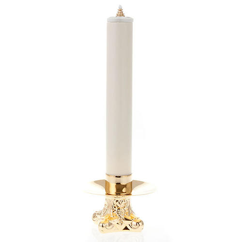 Pareja de candeleros en metal dorado trípode 12 cm altura 2