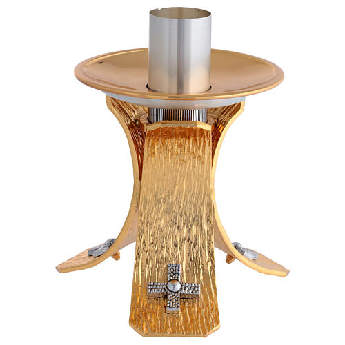 Chandelier bronze doré, croix 1