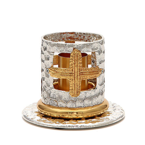 Altar candle holder with golden crosses 1