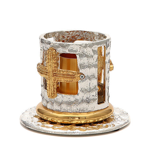 Altar candle holder with golden crosses 2