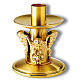 Altar candle holder in golden bronze, decorated with angels s1