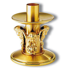 Castiçal bronze dourado anjos