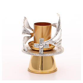 Castiçal bronze prateado dourado folhas