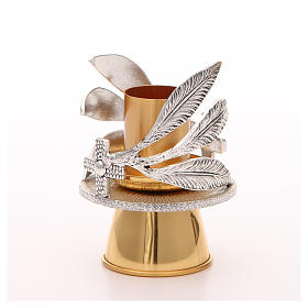 Castiçal bronze prateado dourado folhas