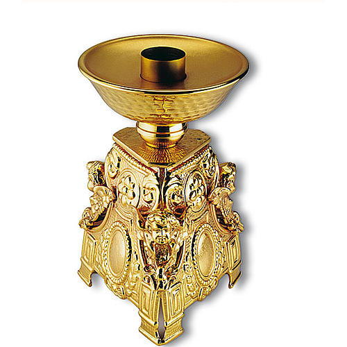Świecznik brąz złocony dekorowany 1