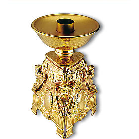 Castiçal bronze dourado decorado