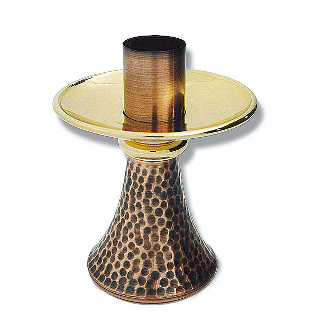 Altar candlestick, hammered brass online sales on
