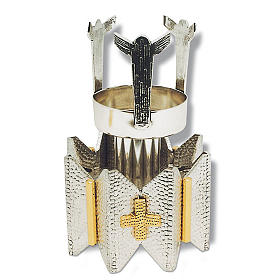 Castiçal de mesa bronze prateado cruz