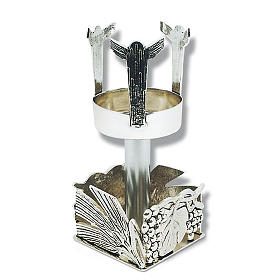 Castiçal de mesa bronze prateado uva e trigo