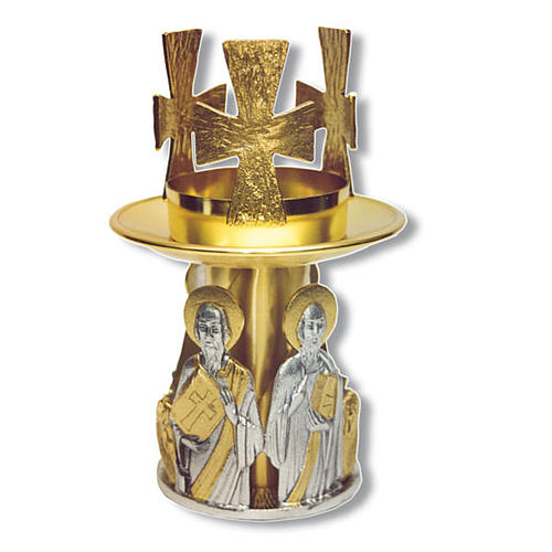 Castiçal de mesa bronze dourado 4 evangelistas 1