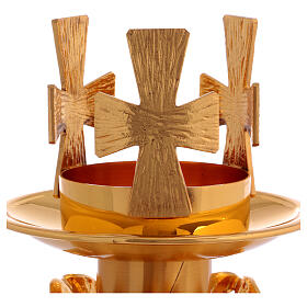 Castiçal de mesa bronze dourado decorado cruzes