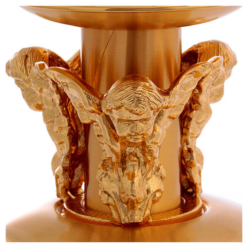 Castiçal de mesa bronze dourado decorado cruzes 4