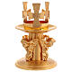 Castiçal de mesa bronze dourado decorado cruzes s1