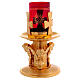 Castiçal de mesa bronze dourado decorado cruzes s5