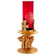 Castiçal de mesa bronze dourado decorado cruzes s6