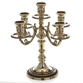 5 branch Empire style candle holder, brass