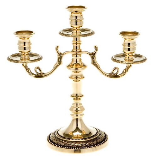 3 Branch Candle Holder Empire Style Brass 