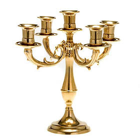 Candlestick with 5 flames in gold-plated brass