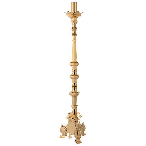 Baroque candlestick, golden brass 1