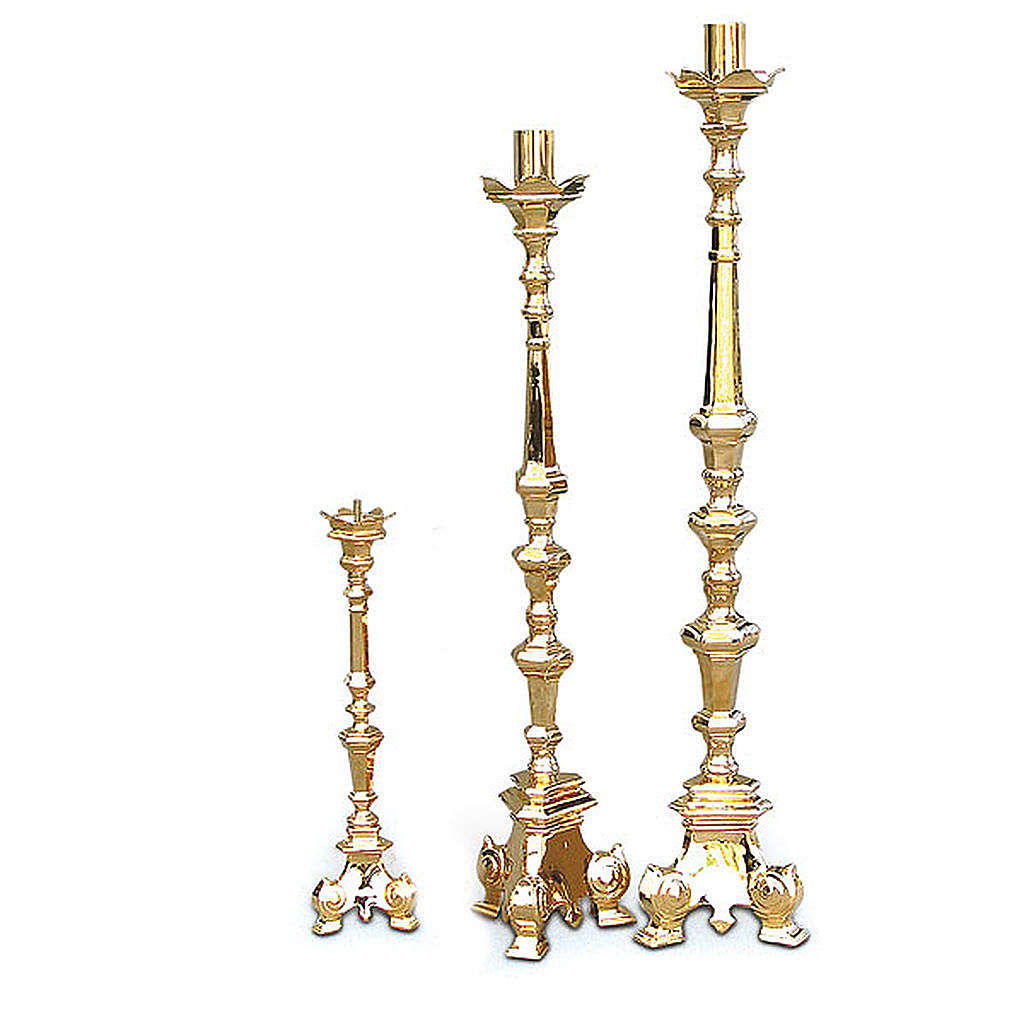 Baroque candlestick, golden brass | online sales on HOLYART.com