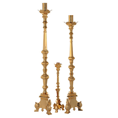 Baroque candlestick, golden brass 2