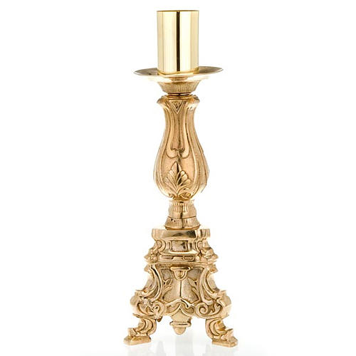 Rococo candlestick, burnished brass 1