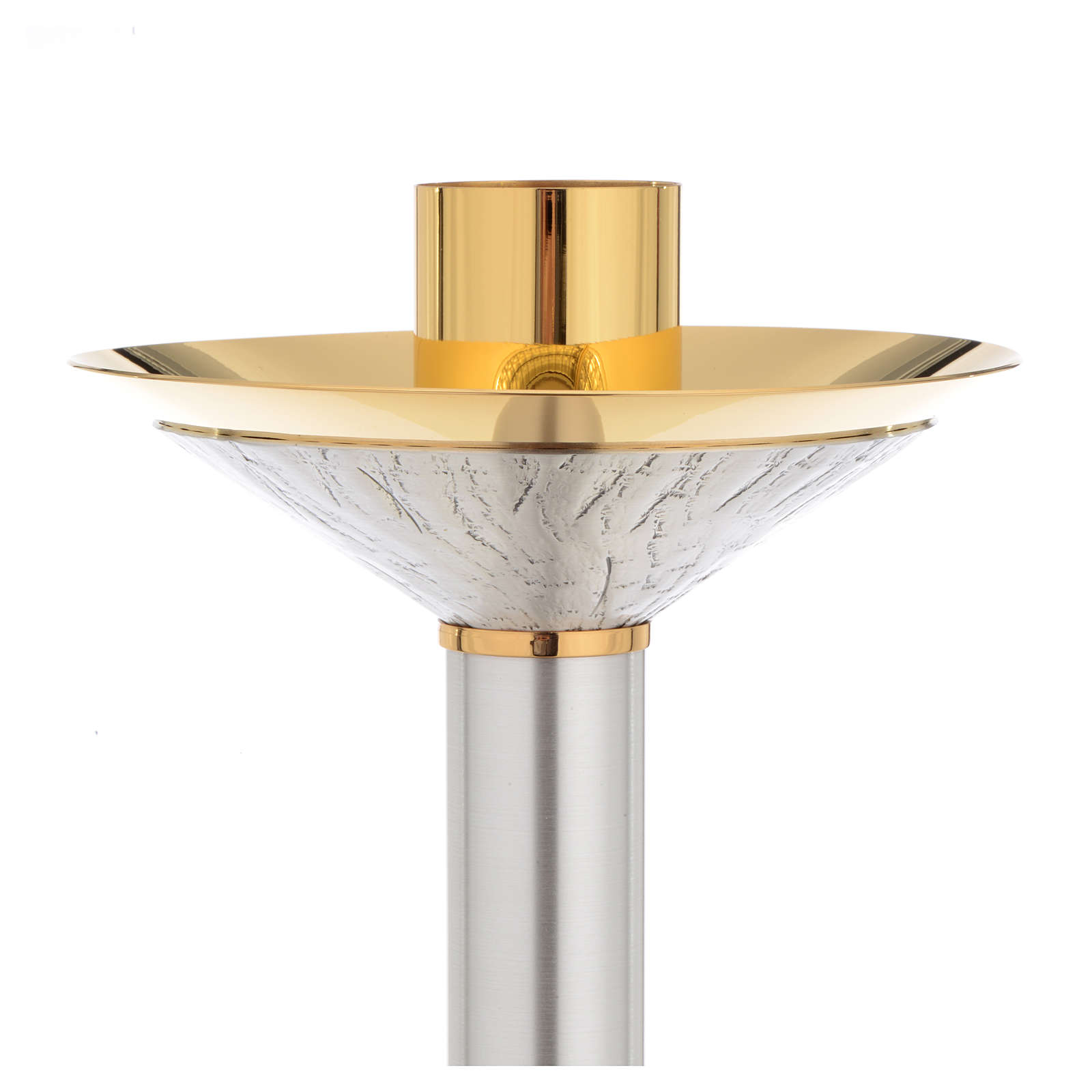Candelero latón plateado con nudo cincelado | venta online en HOLYART