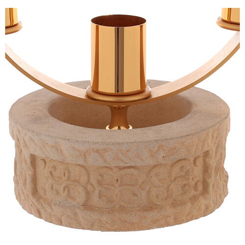 Sand-colour ceramic candelabrum, three arms 2