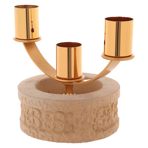 Sand-colour ceramic candelabrum, three arms 3