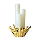 Candelabre bougie triple laiton doré, pierres violets s1