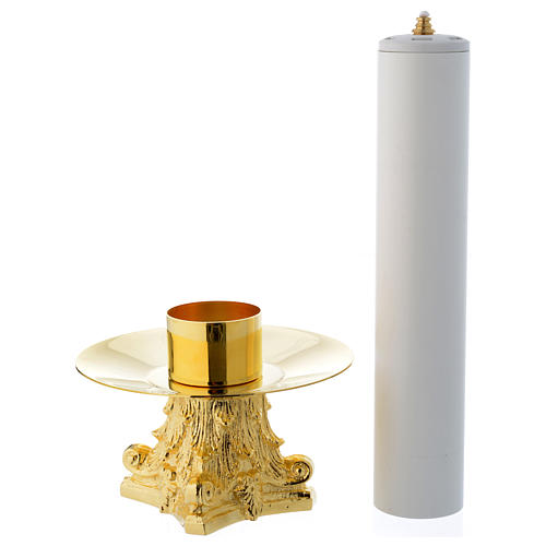 Pareja de candelabro con vela falsa base decorada 2