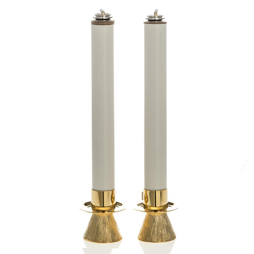 Candle holders with fake candles, cone shaped 1