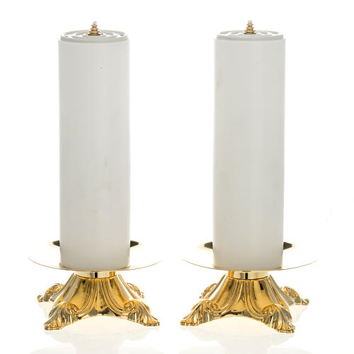 Candle holders with fake candles, 2 pieces 1