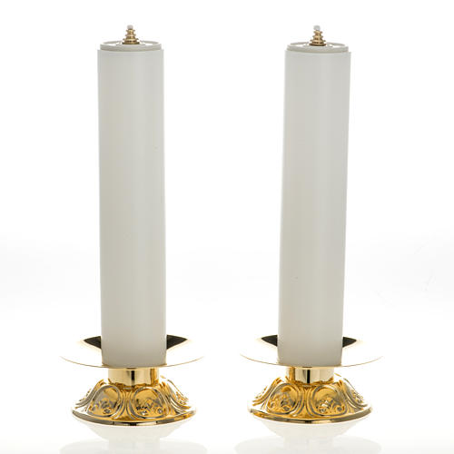 Candelabros con base decorada  velas falsas 1