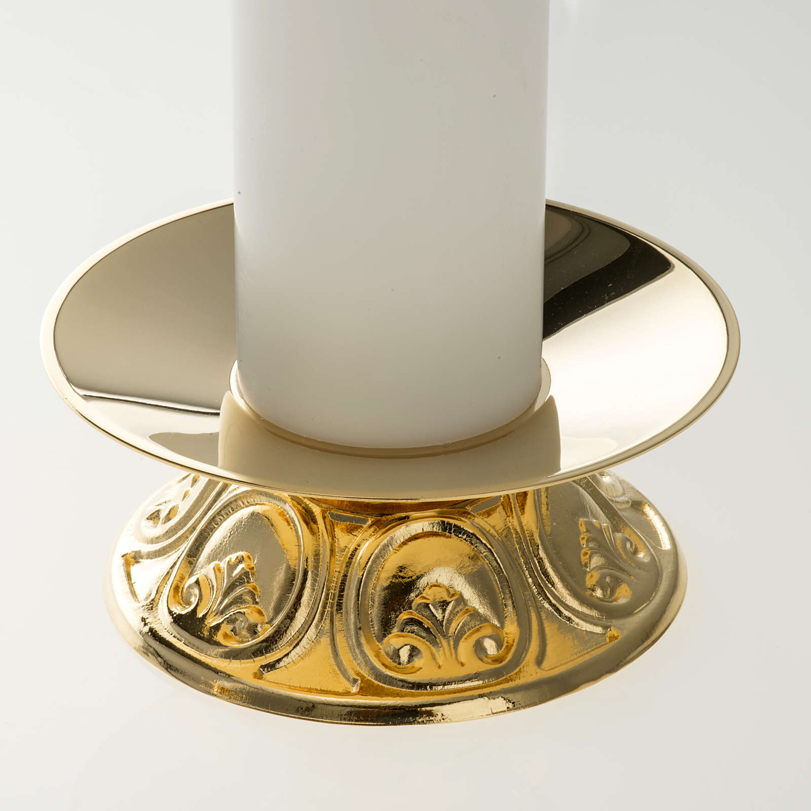 3 Portacandele In Ottone Per Altare – Finitura Argento O Oro – Diametro Candela 6,7 Mm – Stile Art Déco - Foto 2