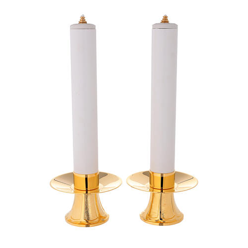 Messing Kerzenhalter mit unechten Kerzen 1