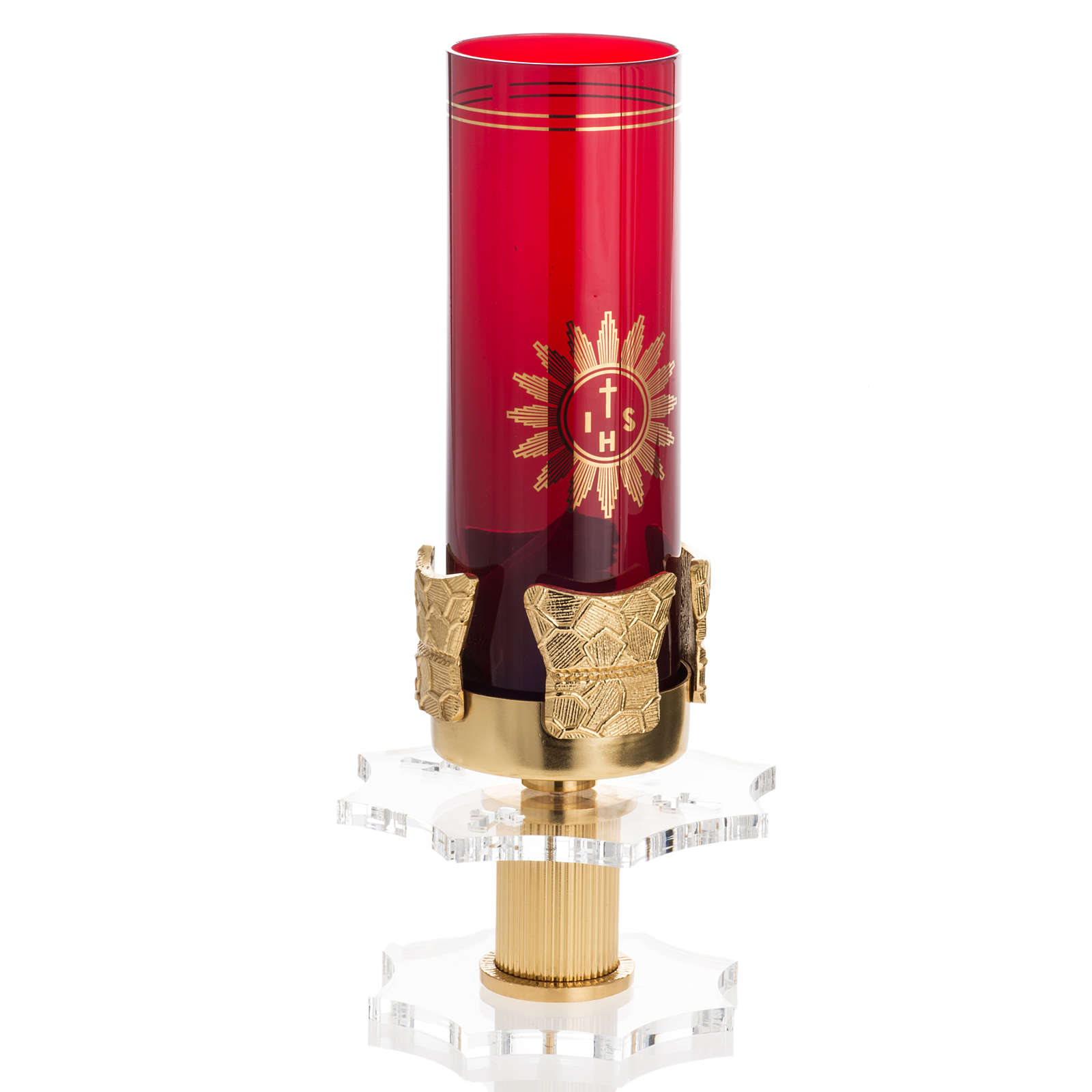 Traditional candlestick or for Blessed Sacrament, brass and plex