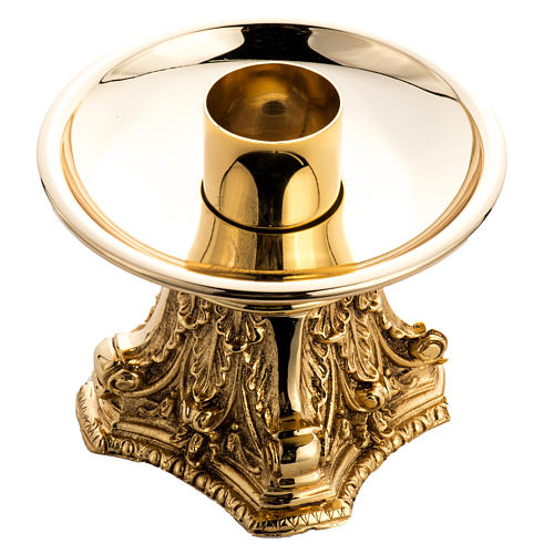 Candlestick made of cast brass, gold plated 4