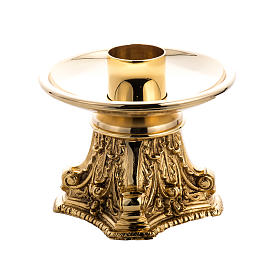 Candlestick made of cast brass, gold plated