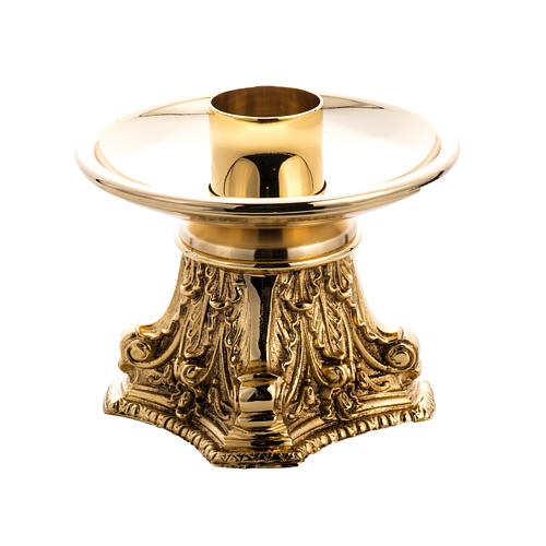 Candlestick made of cast brass, gold plated 1