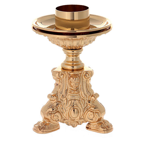 Baroque candlestick in gold plated cast brass 1